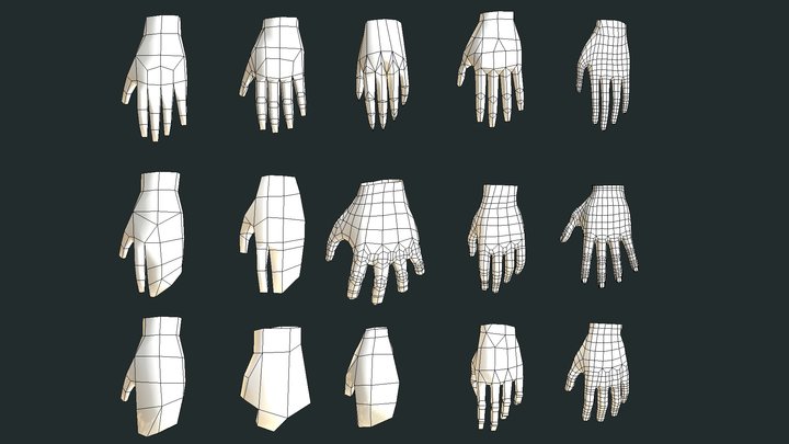 low poly hands 3D Model
