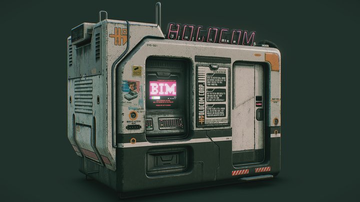 Cyberpunk Holocom Booth 3D Model