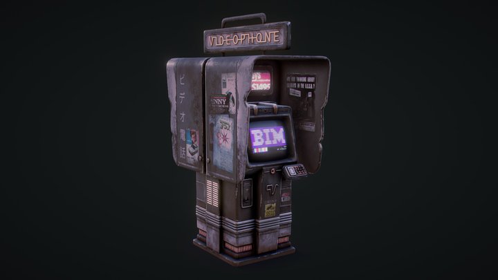 Cyberpunk Phone Booth 3D Model