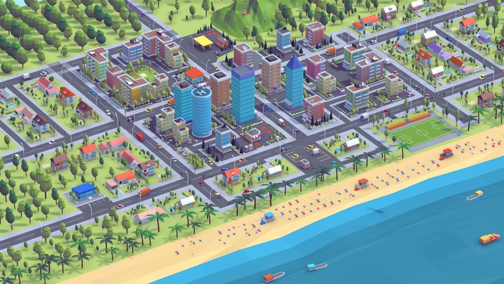 Polygonia Low Poly City Pack 3D Model
