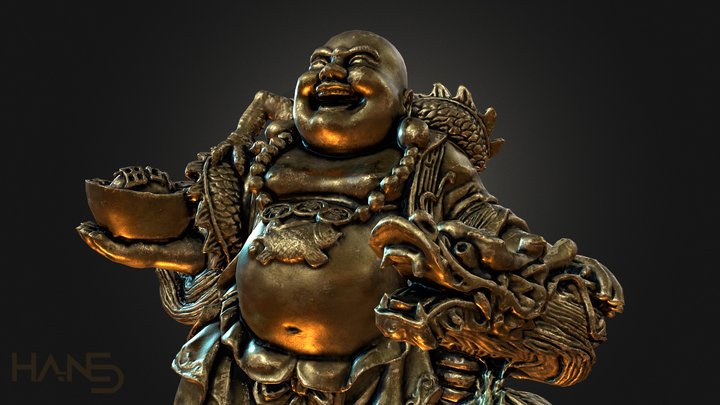 Laughing Buddha and his Dragon 3D Model
