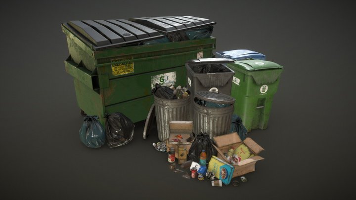 Urban Trash Pack Vol 3 - Low Poly 3D Model